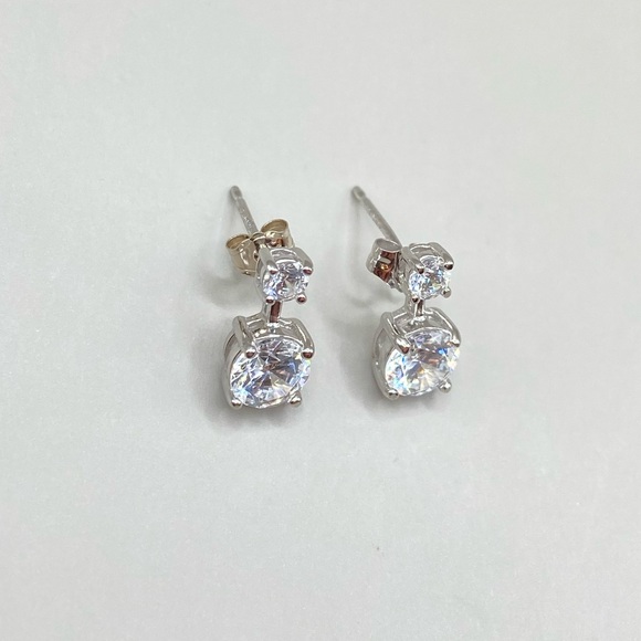 Ross Simons Double Cubic Zirconia Post Earrings - Picture 3 of 5